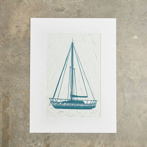 Dropping Anchor | 18"x24" | Linoleum Block Print